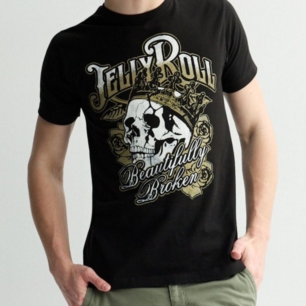 NWT Jelly Roll Unisex Beautifully Broken Black Band Tee / Graphic Tee